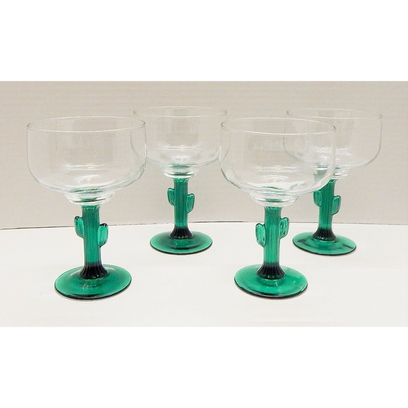 Libbey Lifestyles Cactus Stemmed Margarita Glasses Set of 4 - Picture 1 of 12